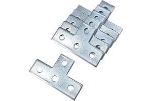 ASTAMOTOR 4 Hole T Shaped Connector Flat Plate Fitting Bracket Brace Fit for 1/2" Bolt in 1-5/8" Strut Channel, 6 Pack