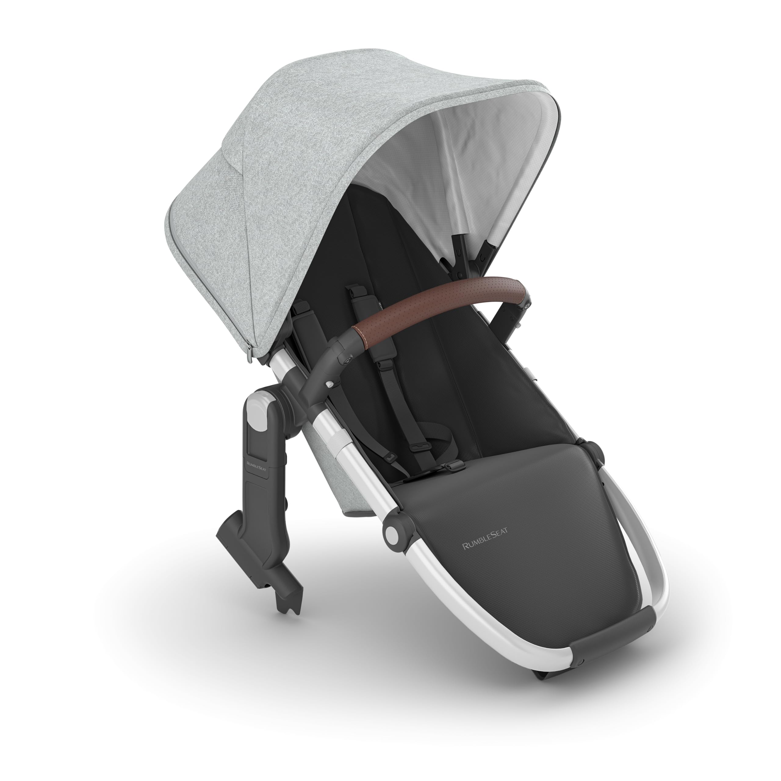 View 1 of UPPAbaby RumbleSeat V2+ Second Lower Seat/Compatible with Vista V2 and Vista V3 / Adapters, Bumper Bar, Bug Shield Included/Stella (Grey Brushed Mélange/Silver Frame/Chestnut Leather)