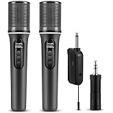 Wireless Microphones, 5-level Volume Adjustment, Dual Handheld Dynamic Mic with Dynamic Ambient Lighting,Ultra-Stable Rechargeable Receiver,40H Duration, 200ft Range,Karaoke Microphone for Singing