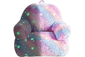 fond + found Toddler Chair, Glow in The Dark Kids Sofa Bean Bag Chair for Kids Children Couch Toddler Sofa Chair Mini Sofa Armrest Chair for Children, Lightweight Children Sofa Chair (Rainbow Pink)