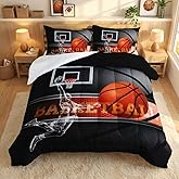 AILONEN Bedding Set, Queen 3D Basketball Comforter Set for Boys Kids Teen, Microfiber, 1 Comforter + 2 Pillowcases