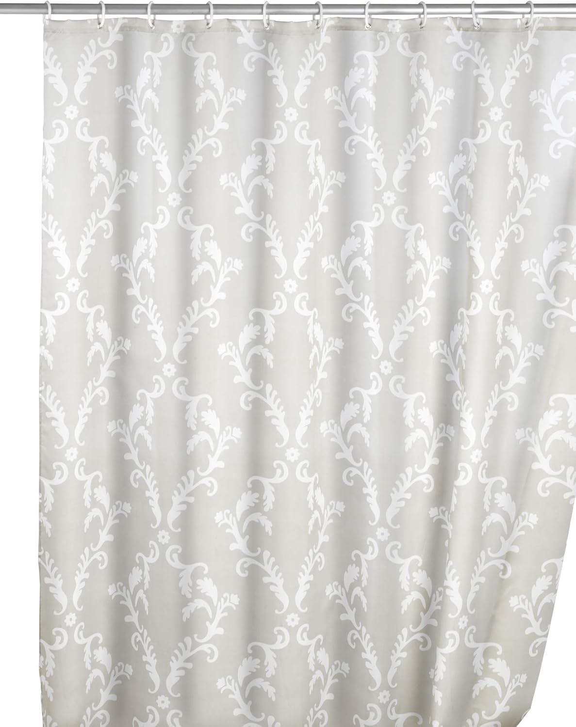 WENKO 20048100 Anti-mould shower curtain Baroque - anti-bacterial, washable, Polyester, 200 x 180 cm, Beige