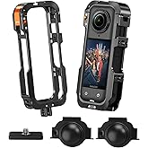 AMAZEAR Metal Protective Case for Insta360 X5 Accessories, Insta 360 X5 Multifunction Utility Frame Aluminum Cage with Quick-Release Base Plate, Various Expansion Mounts