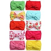 KIDOCHEESE Oversized Headbands with Large Hair Bows, Elastic Nylon Hairbands and Head Wraps for Baby Girls, Newborns, Infants, and Toddlers