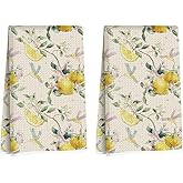 Hanamiya Na 2 Pcs Lemon Birds Kitchen Towels 14x24 Inch, Lemon Birds Dish Towel Waffle Weave Hand Cloth Tea Towel for Cleaning Spring Absorbent Dishcloths Cute Home Decor Housewarming Gifts