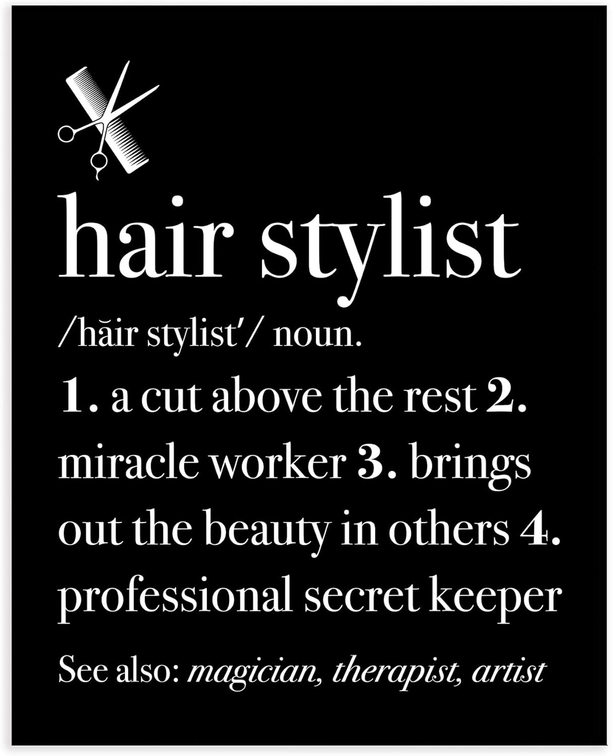 Elanze Designs Hair Stylist Definition Black 8 x 10 Wood Print Overlay Wall Art Sign