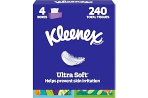 Kleenex Ultra Soft Facial Tissues, 4 Cube Boxes, 60 Tissues per Box, 3-Ply (240 Total), Packaging May Vary
