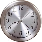 Howard Miller Filer Wall Clock II 549-679 - 8.5-Inch Round Brushed Nickel-Finished Case, Modern Home Decor, Quartz Movement, 3-Point Secure Mount System