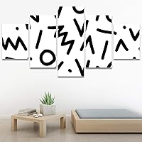 SIGNWIN 5 Panel Canvas Wall Art Modern Art Decorative Elements Fun Geometric Mixed Media Multicolor Patterns for Home Decorations Ready to Hang - 60
