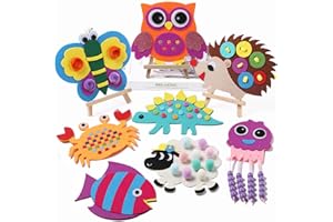 Favensen Animal Felt Crafts Kits for Kids Ages 4-8 Animal Stickers for Window Art Door Wall,Paper Art & Craft Activity Kit Age 456789 Girls Boys Gift 8 DIY Creative Toddler Crafts Kit Supplies
