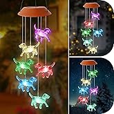 HiSolar Dog Wind Chimes Solar Powered Wind Chime Outdoor Dog Remembrance Gifts Color Changing Solar Mobile Hanging Solar Wind Chimes Garden Gift for Grandma Yard Decor
