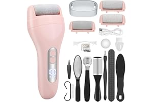 HOXIDA Callus Remover for Feet - with Larger Grinding Head, Electric Portable Pedicure Kit Foot File Callus Remover, Rechargeable Waterproof Foot File for Foot Care Deadskin Remover LCD Display-Pink