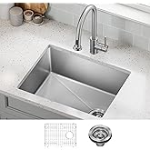 KRAUS Fairlane 25-inch Undermount Single Bowl 18-Gauge Stainless Steel Kitchen Sink, KHU641-25