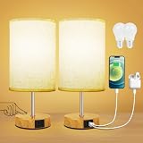 Suright Bedside Lamps Set of 2 with USB A and USB C Ports, 3-Way Dimmable Touch view 1