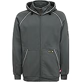 BOCOMAL FR Hoodies 12oz Heavyweight Cotton Fleece Zipper Front Flame Resistant Contrast Stripes Hooded Sweatshirts