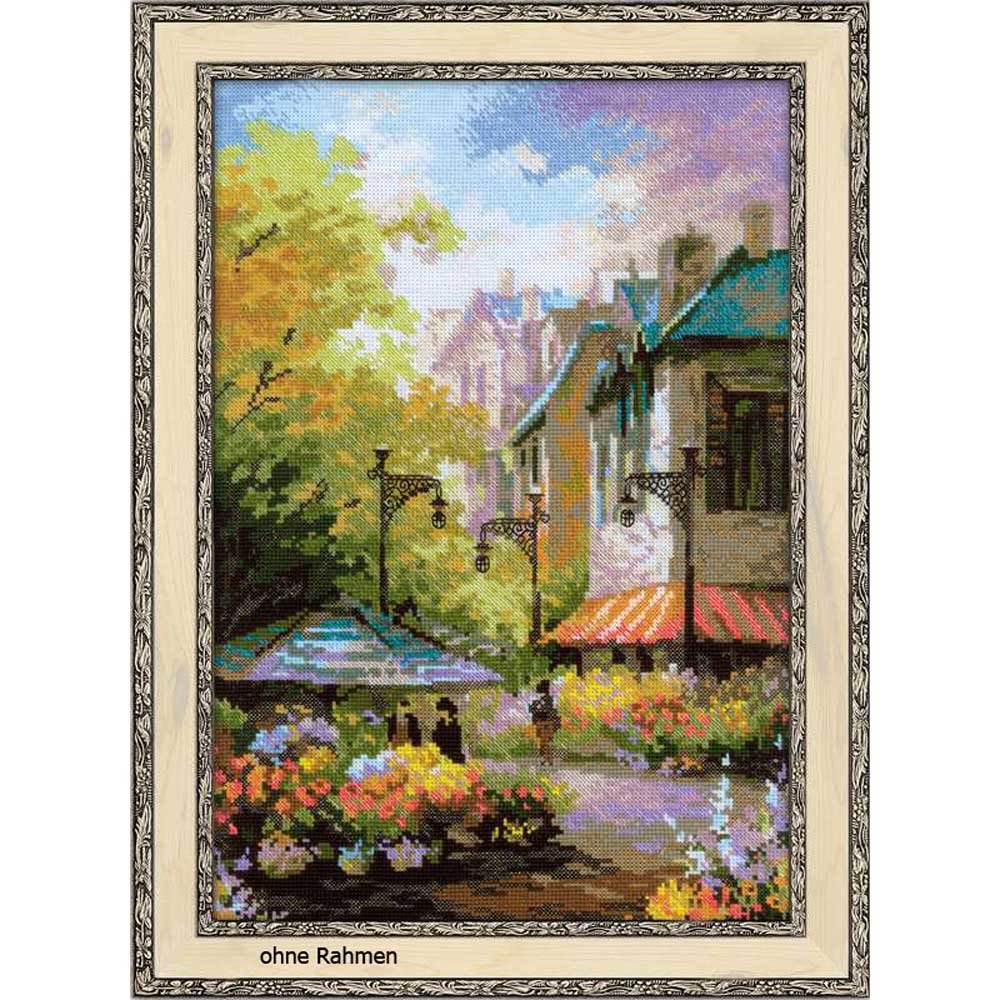 RIOLIS Flower Street Counted Cross Stitch Kit10.25-inch x 15-inch 14 Count, Acrylic, Multicoloured