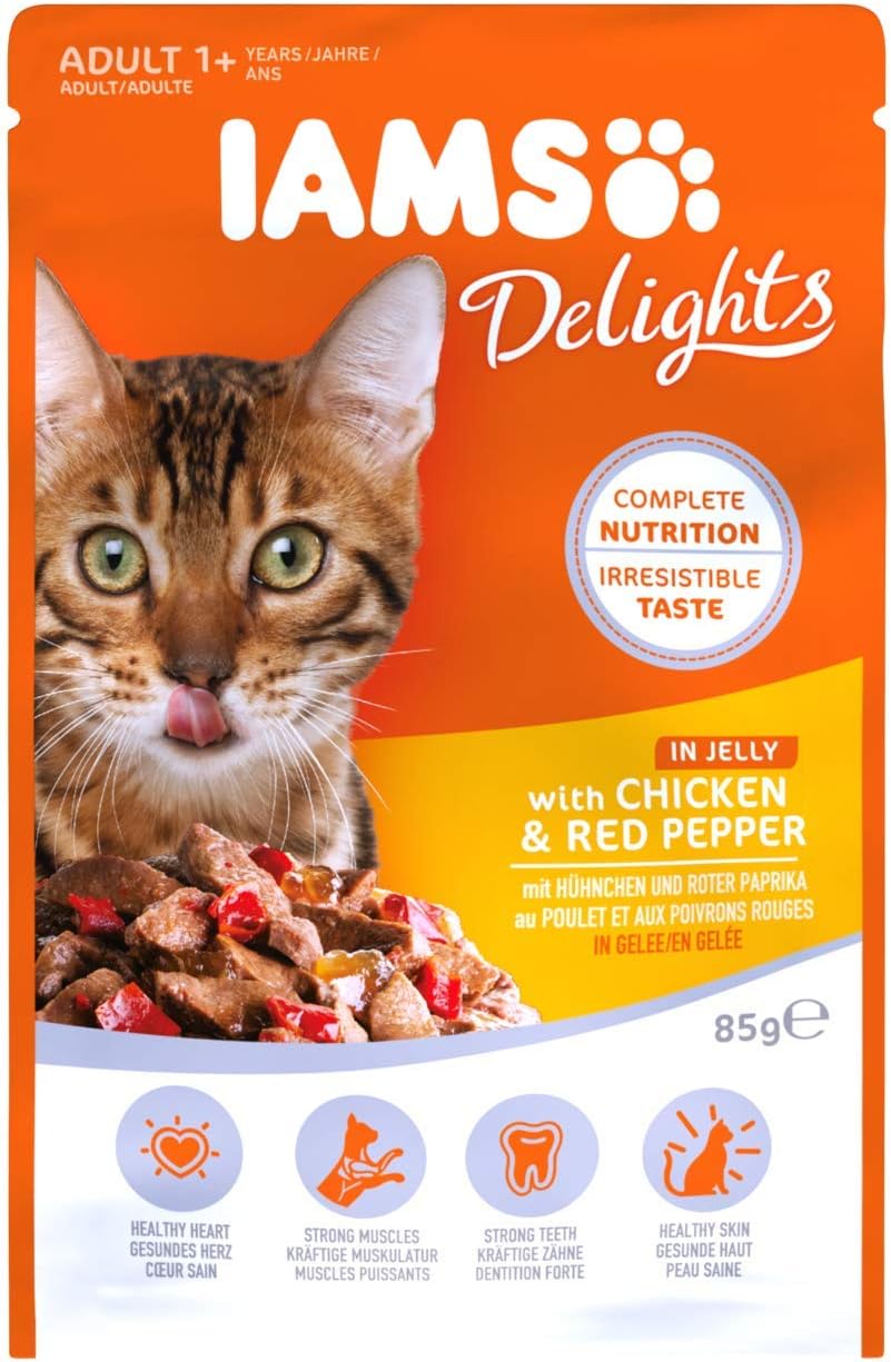 IAMS Delights Single Wet Cat Food Pouch for Adult Cats with Chicken and
