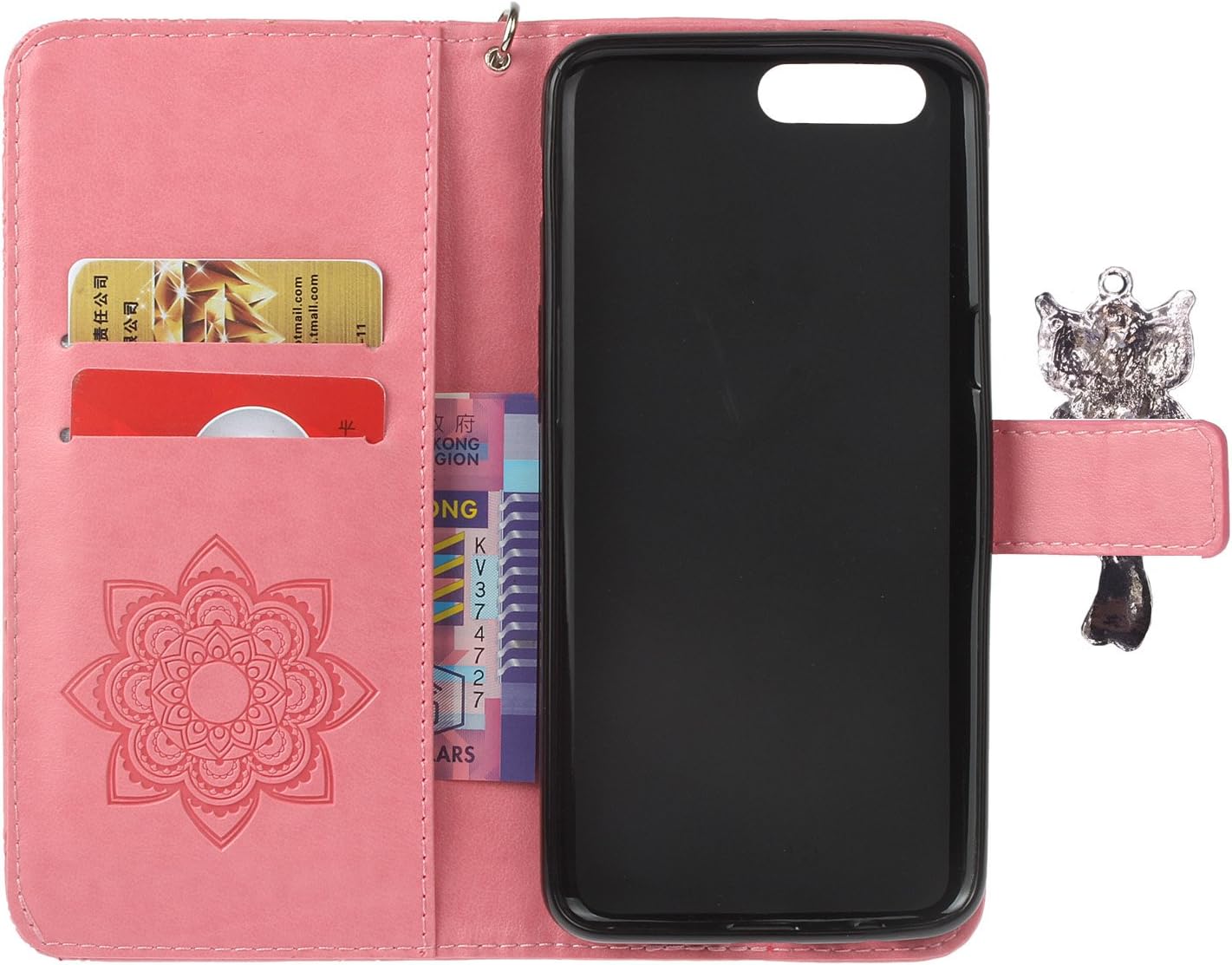 Pink Strap Diamond Wallet Case For Iphone 7 Plus Iphone 8 Plus 5 5 Inch Aoucase Luxury 3d Owl Bling Gems Magnetic Cute Mandala Print Pu Leather Soft Tpu Stand Flip Case With Black Dual Use