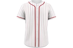 KXK Pinstripe Baseball Jersey for Men Women,Blank Button Down Baseball Shirt Team Sports Uniform