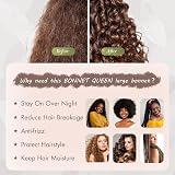 BONNET QUEEN Silk Bonnet for Sleeping Curly Hair Adjustable Chocolate Medium view 5