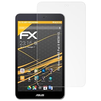 atFolix Panzerfolie kompatibel mit Asus MeMO Pad 8 ME581CL Schutzfolie, entspiegelnde und stoßdämpfende FX Folie (2X)