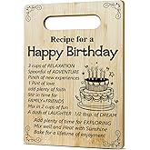 Birthday Gifts for Women - Recipe For a Happy Birthday Bamboo Cutting Board for Kitchen Wooden Food Serving Board Gift for Friendship/A