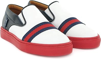 red white and blue slip on shoes