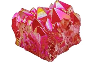 SUNYIK Red Titanium Coated Crystal Cluster,Quartz Geode Druzy Gemstone Specimen(0.2-0.3lb)