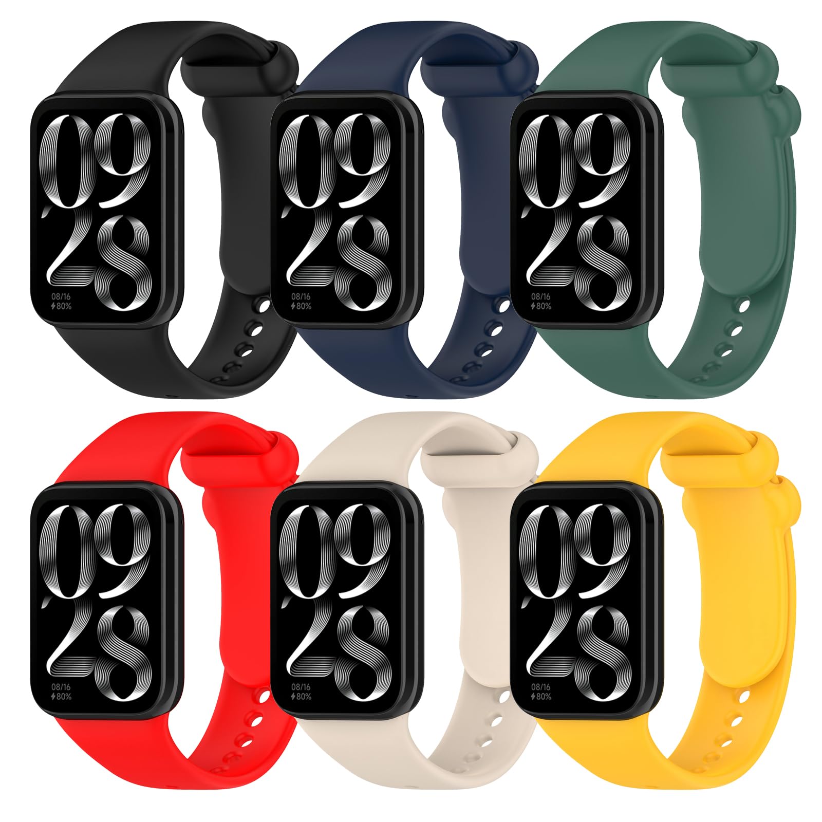 WindRen Pack of 6 Wristbands Compatible with Xiaomi Redmi Watch 4/Xiaomi Smart Band 8 Pro, Sport Silicone Replacement Bands, Colourful Bracelet for Xiaomi Redmi Watch 4/Xiaomi Band 8 Pro