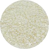 Mulutoo 4000PCS 5mm Flatback Pearls for Crafts Jewelry Scrapbooking, Round Half Pearls Flat Back Half Pearls for Craft Projects, Jewelry Making, Shoes, Cup, Nail Art Decoration(41-Ivory White)