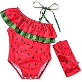 Toddler Baby Girls Ruffles Bikini One Piece Swimsuits Floral Off Shoulder Swimwear Beach Bathing Suit