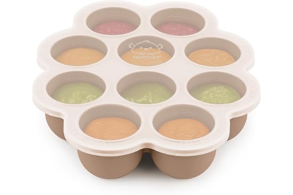 KeaBabies Silicone Food Freezer Trays with Lid, 2oz x 10 Pods (Chai Latte) | Baby Food Storage Containers, Easy Puree Meal Prep, Breast Milk Silicone Freezer Molds, Dishwasher, Microwave Safe, BPA-Free