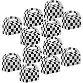 Adorox Set of 12 Checkered Racing Treat Boxes - Race Car Theme Party Favors for Birthday Parties, Events, and Celebrations