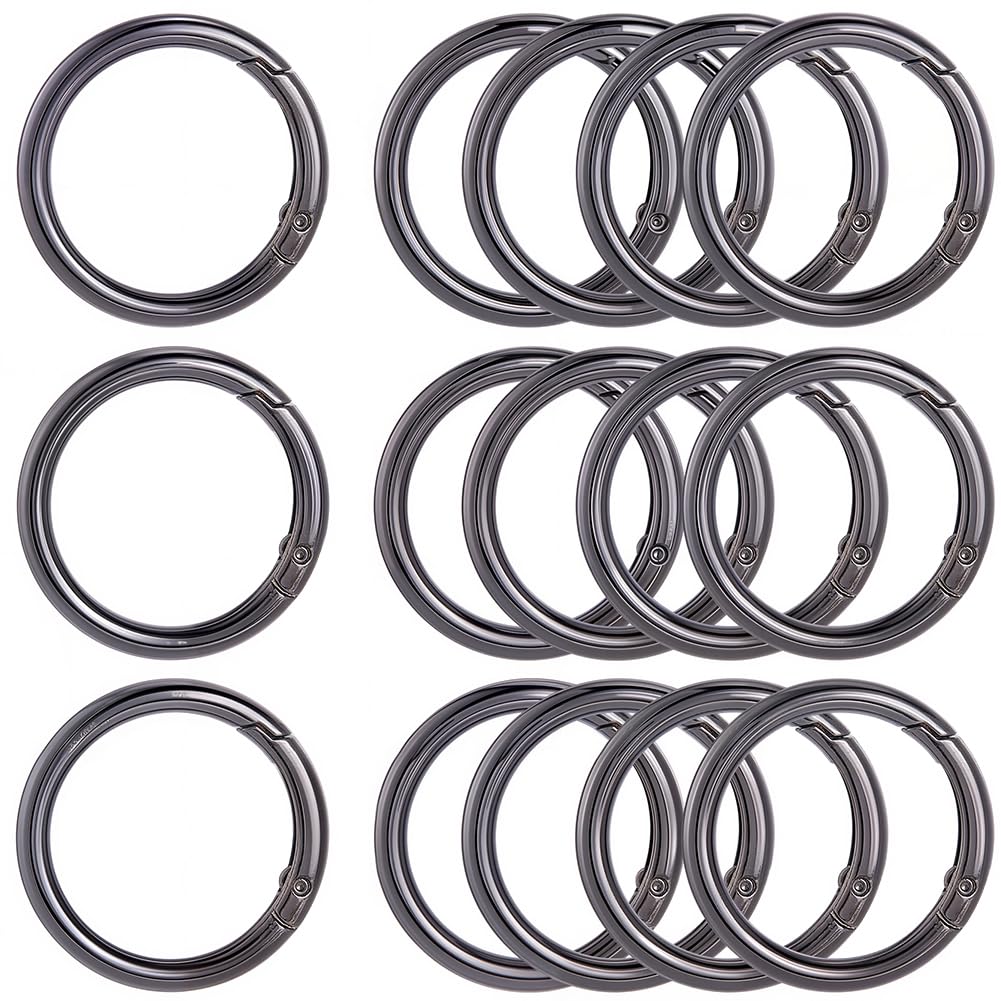 SOFPLATE 1 Box 10Pcs 40MM Black Spring O Ring Carabiner Clip Trigger Spring O Rings Zinc Alloy Round Carabiner Clip Snap Metal Key Ring Buckle Hook for DIY Keychain Purse Handbag Dog Leashes Crafts
