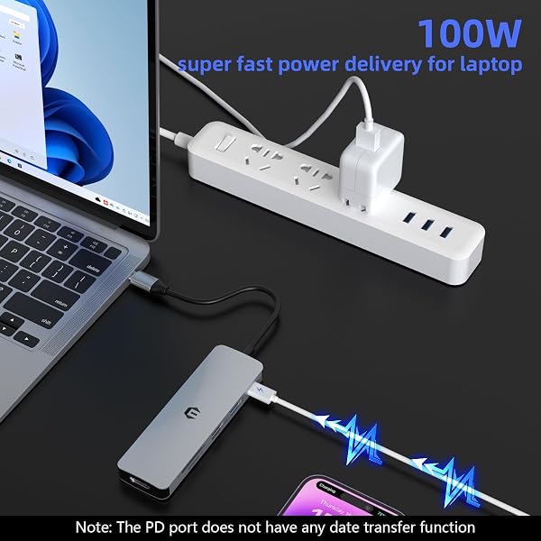 USB C HUB, TOTU USB C ADAPTER WITH 4K HDMI OUTPUT, USB HUB FOR, SD/TF CARD SLOT, 100W PD PORT, 2 USB 3.0, USB C DOCKING FOR DELL LAPTOP AND OTHER TYPE C DEVICES