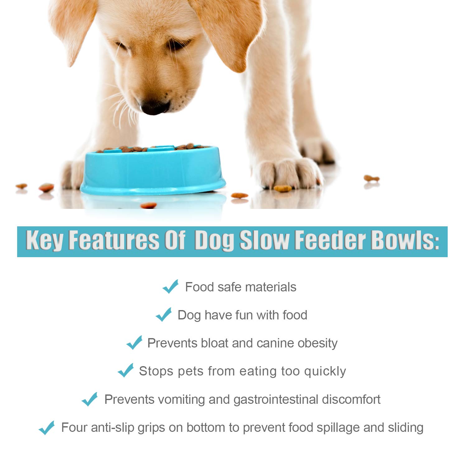 Keethem Slow Feed Dog Bowl Bloat Stop Dog Bowl Slow Feeder No Chok