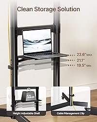 ECOTINY Heavy-Duty Rolling TV Stand for