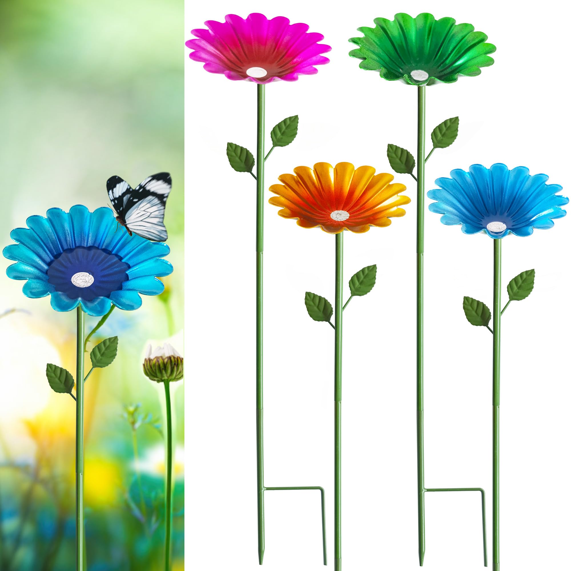 Photo 1 of Bee Watering Station 4 Pack Metal Flower Cup for Garden Thirsty Pollinators, Outdoor Garden Yard Patio Decor