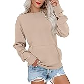 Ovanviso Womens Crewneck Sweatshirts with Pocket Trendy Fashion Pullover Loose Fit Long Sleeve Tops 2026