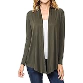 MINEFREE Women's Long Sleeve Open Front Drape Lightweight Knit Cardigan (S-3XL)