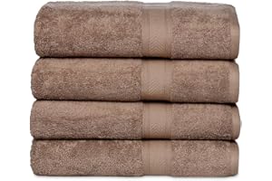Casa Lino 4 Pack Bath Towels (27x54), 100% Pure Cotton, Luxury Bath Towels, Lightweight & Highly Absorbent, Quick Drying Towels for Bathroom, for Daily Use Bathroom, Brown