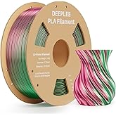DEEPLEE Silk PLA 3D Printer Filament 1.75mm 1kg, Silk Dual Color Green Red PLA, Dimensional Accuracy +/-0.02mm, Smooth & Shiny Texture, Multi Color 3D Printing Filament