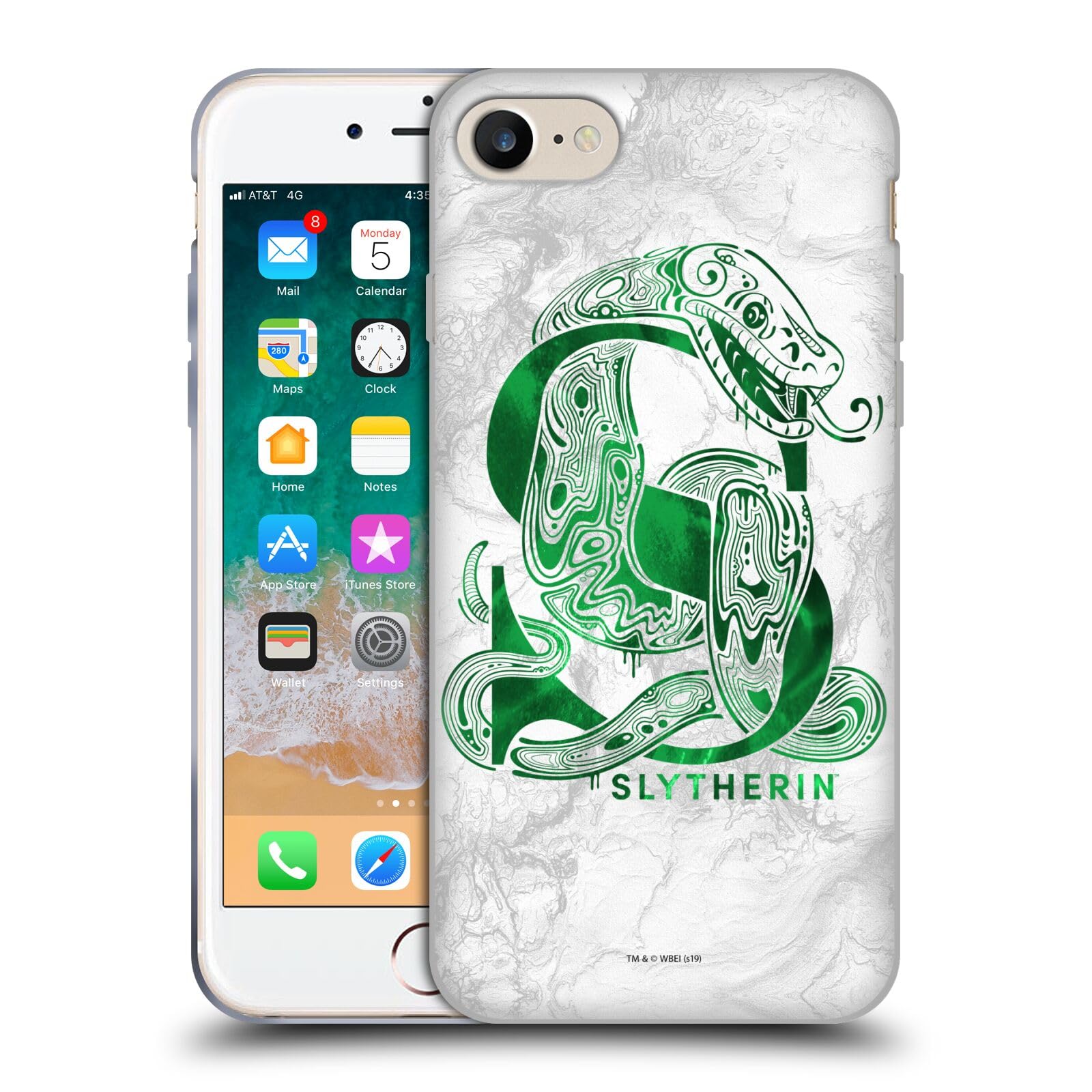 Head Case Designs Officially Licensed Harry Potter Slytherin Aguamenti Deathly Hallows IX Gel Case [Military Grade] Compatible with Apple iPhone 7/8 / SE 2020 & 2022 and Compatible with MagSafe