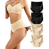 LEVAO Womens Underwear High Waist Seamless Briefs Full Coverage No Show Ladies Panties 4 Pack S-XXL