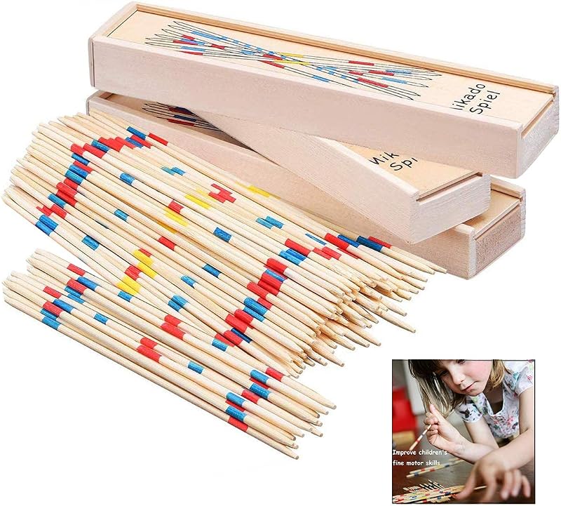 Xrten Pick Up Sticks Game 155 Pcs Wooden Classic Family Fun Ages 6+