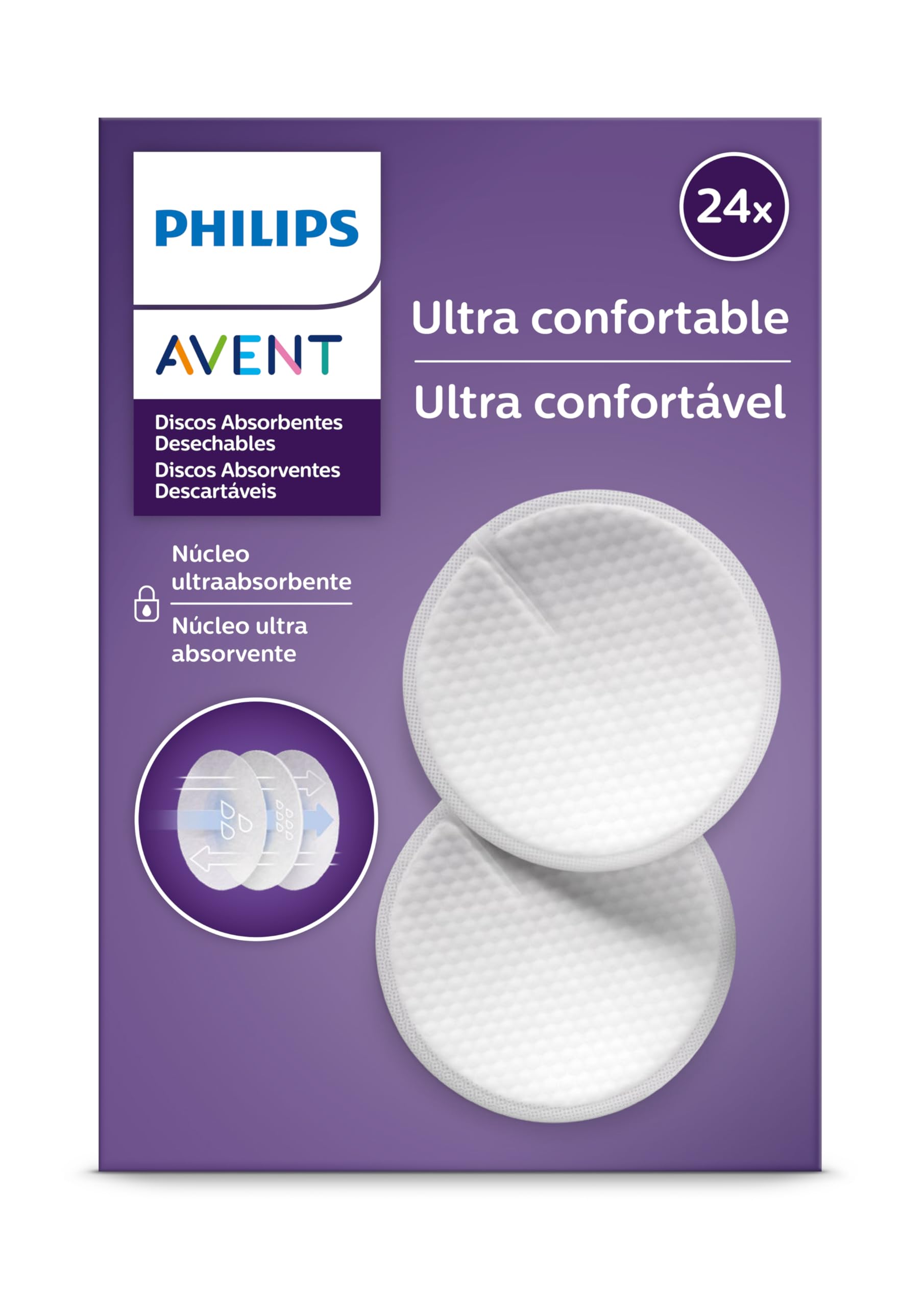 Philips Avent Disposable Breast Pads, SCF254/24 Pack of 24, Transparant