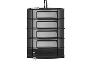 SPONDWILD Herb Drying Rack Hanging Mesh, Small 5 Layer Plant Drying Rack with Door Type Zipper & Closed Storage Compartment for Folding Basket Dryer Fiting in Grow Tents,Garden Outdoor