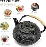 SUSTEAS Teapot Japanese Tetsubin Cast Iron Kettle 900ml Black with Infuser view 4