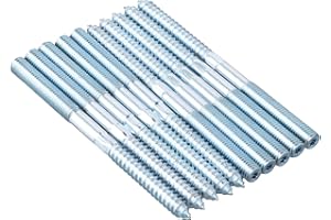 Hoxfly 10 Pcs Double Headed Hanger Bolts, M10x140 mm Double Ended Screws, Stainless Steel Self-Tapping Screw Hanger Bolts for