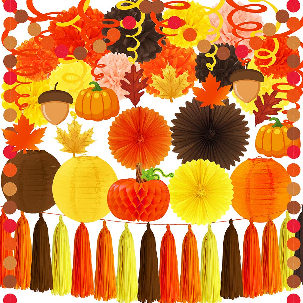 Supla 33 Pack Fall Thanksgiving Party Decorations Set Fall